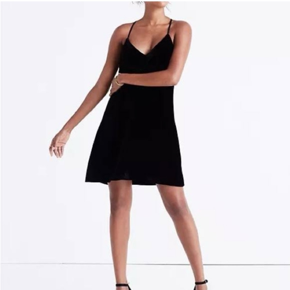 Madewell Velvet Slip Dress Size 6 Black